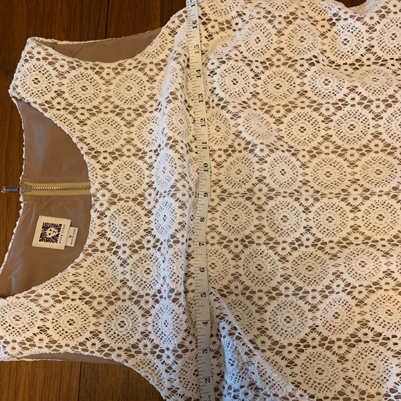 Anne Klein shift dress size 8 new without tags Lace top Tan Midi sleeveless - Picture 9 of 12
